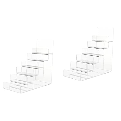 DOITOOL 2Pack 6- Tier Acrylic Wallet Display Stand Holder, Clear Handbag Purse Display Stand Jewelry Display Riser Purse Handbag Organizer