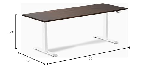 Image of Desky Electric Standing Desk, 80 x 30 inch Rubberwood Height Adjustable Sit Stand Desk, Dual Motor, Memory Presets, Ergonomic Workstation for Home Office - Dark Walnut Top