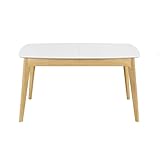 Poids du colis : 40 kg , Miliboo Table Extensible rallonges intégrées rectangulaire Blanc et Bois L140-180 cm Meena