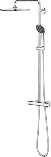 GROHE Vitalio Joy XXL 310  Wall Mounted Cool Touch Thermostatic Mixer (31 cm Head Shower, Swivel Arm, 11 cm 3 Spray Hand Shower with Easy Clean Nozzles), Water Saving, Chrome, 26400001