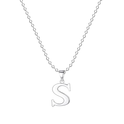 XWN Collier de femme avec pendentif en forme de lettre, chaîne d'initiales en argent, chaînes de lettres en acier inoxydable, chaîne en Y en argent