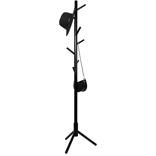 Alotpower Wooden Tree Coat Rack Stand, 3 Adjustable Sizes, 8 Hooks - Super Easy Assembly NO Tools Required - Free Standing Solid Coat Hanger Stand for Clothes, Suits, Accessories (Black) Alotpower Wooden Tree Coat Rack Stand, 3 Adjustable Sizes, 8 Hooks - Super Easy Assembly NO Tools Required - Free Standing Solid Coat Hanger Stand for Clothes, Suits, Accessories (Black)
