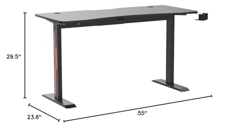 Sleepmax 55 Inch Gaming Desk, Heavy-Duty Gaming Computer Table with Carbon Fiber Surface & Large Mouse Pad, Black PC Desk Gamer Setup with Cup Holder, Headphone Hook & Adapter Organizer