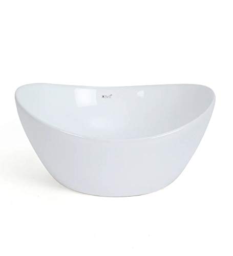 Image of Bell Table Top Ceramic Wash Basin | Countertop Designer Vessel Sink | Bathroom Washbasin Over Counter For Hotel Home Living Room | Glossy Finish, (Dimension 40 x 32 x 15 CM) (Voyager)
