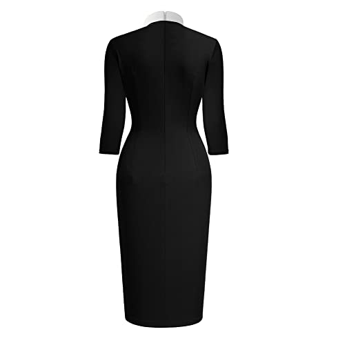 BLESSUME Catholic Church Women Clergy Mass Dress Black Wrap Ruched Split Dress Band Collar3