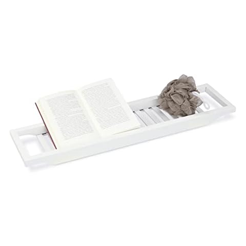 Relaxdays Bamboo Bath Caddy for Standard Bathtubs Cover