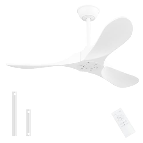 Image of 42'' Ceiling Fan no Light,Outdoor Ceiling Fan with Remote Control,3 Solid Wood Blades with Large Airflow for Bedroom,Living Room,Porch (white)