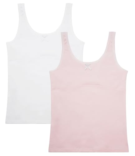 Image of FEOYA Teen Girls Camisole Training Cotton Bra Round Neck Tank Top with Shelf Bra 2 /3 Pack
