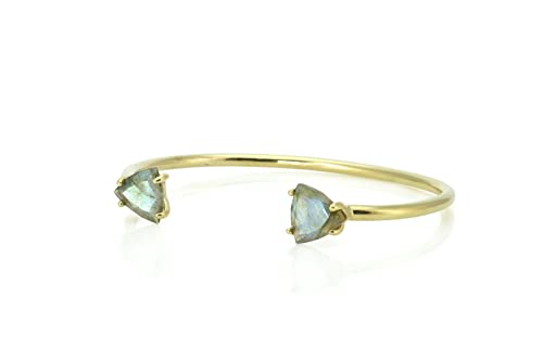 Bracelet or 14k labradorite trillion : le cadeau personnalisable idéal et ajustable pour elle