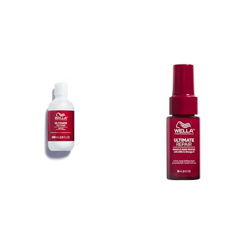 Bundle of Wella Professionals Ultimate Repair Champú Profesional Formato viaje Ligero y Cremoso 100 ml + Miracle Hair Rescue 30ml, Tratamiento Reparador Para Cabello Dañado