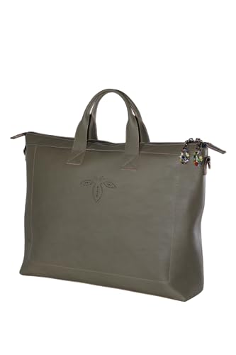 Modern Leather Briefcase with Murano Murrine Glass | Handmade Real Leather in Italy | Folder Bag Laptop Case Handbag Tote (TAUPE)4