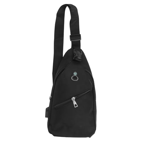 Bolso bandolera hombre de piel sintética negro liviano con cremallera