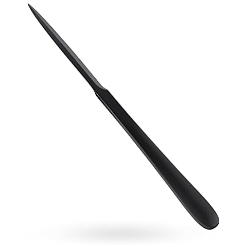 MUSROD 9" Black Metal Letter Opener with Minimalist Design, Safe Double Edge Blades, Anti-Fingerprint Long Handle, Mail Opener Paper Knife Tool Envelope Opener Cover