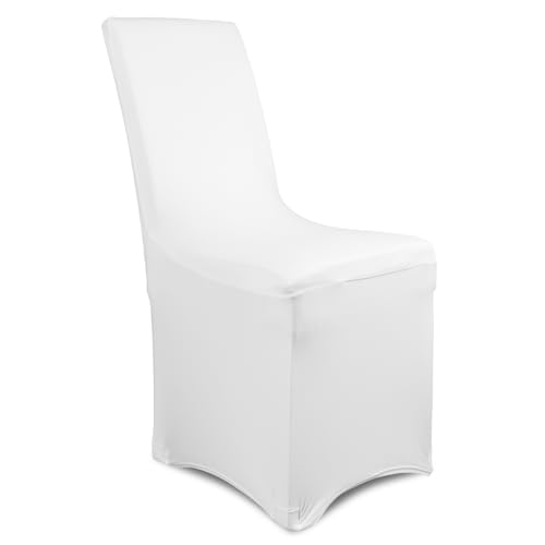 TUOTPE 10 Pack White Stretch Chair Covers, Spandex Dining Chair Slipcovers, Wrinkle Resistant Reusable Covers for Wedding, Party, Banquet & Events