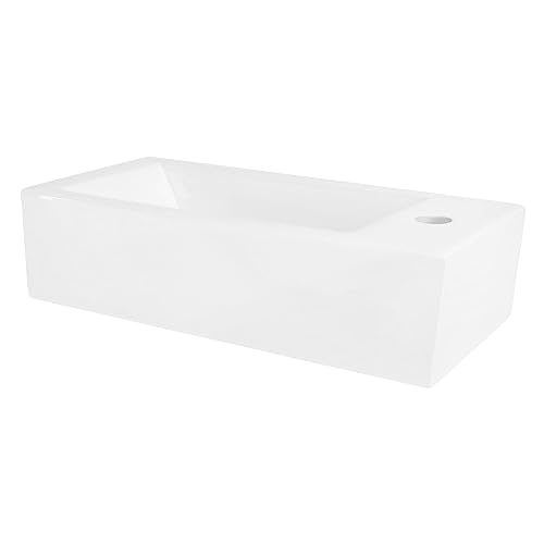 LuxeBath Waschbecken aus Keramik, Weiß, 510x250x130 mm, eckig,...