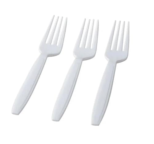 200 Stück, Mehrweg Gabeln Weiß, Robuste Kunststoff Gabeln, 17,2 cm Lang, 7g pro Stück