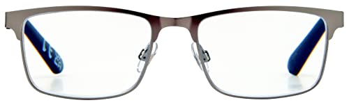 Foster Grant Larch Kyne Blue Light Reading Glasses, Gunmetal, +2.00 Magnification UK
