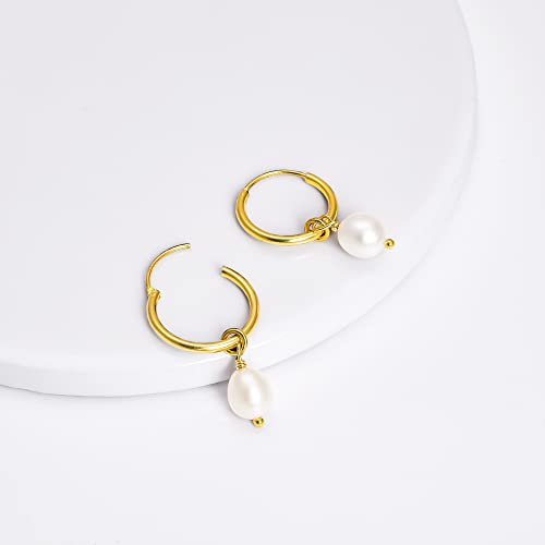 GIVA 925 Sterling Silver 18k Gold Plated Pearl drop Hoops | Gifts for Girlfriend, Gifts for Women and Girls |With Certificate of Authenticity and 925 Stamp | 6 Month Warranty* 3 21a8sA+epLL. SL500