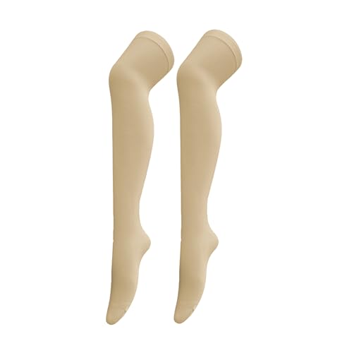 Image of Women's Opaque Stretchy Nylon Over Knee Thigh High Stockings Costume Socks