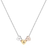 xulisimo Collar con tres corazones personalizables con inicial, acero inoxidable grabado a láser, colgantes de 0,8 cm, cadena de 45 cm, regalo para mujer, san valentin, enamorados (Cadena Plata)