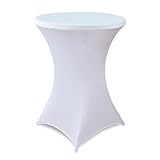 HAORUI 30 inch Highboy Cocktail Round Fitted Stretch Spandex Table Cover Cloth for Party Wedding White