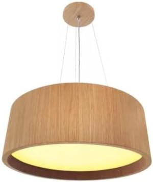 Lustre Pendente Redondo 40cm Madeira Freijó com 4 Bocais E27 Bivo...