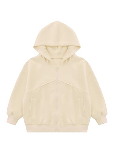 Girls Kids Hooded Zip-Up Sweatshirt Outerwear Solid Color Long Sleeve Coat Casual Fall Cotton Jacket3