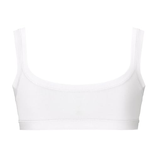 EMY Top Brassiere Bambina Cotone Elasticizzato 4-12 Anni | Reggiseno Morbido Naturale Non Sintetico | 3 Colori: Bianco Nero Nudo | Intimo Sport Danza (BCO 5a)