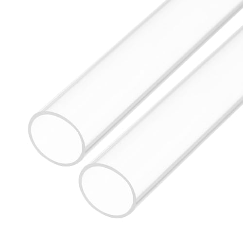 Image of Rebower 10" Clear Plastic Rigid Pipe 13mm x 15mm(1/2" x 0.6") Acrylic Tube Round Polycarbonate Tubing, [for Plumbing, Hydraulics, Aquarium, DIY] - 2Pcs