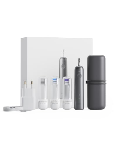 Laifen Wave elektrische Zahnbürste, Oszillation & Vibration elektrische Schallzahnbürste mit 3 Bürstenköpfen, IPX7 Wasserdicht Reisezahnbürste (Aluminium Geschenkbox-Version)