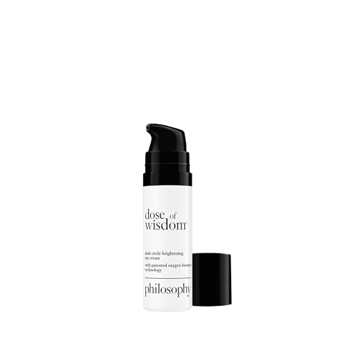 philosophy dose of wisdom dark circle eye cream - with hyaluronic acid, vitamin C & caffeine - brigthens & hydrates skin - 0.5 fl oz
