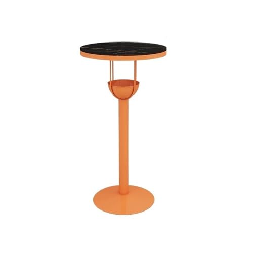 SDA287MZ Bistrós Mesa de Bar de Hierro con losa de Roca Naranja for el hogar, balcón, Ocio, Mesa Redonda Alta for Pub, Tienda de té con Leche y cafetería. Cafeterías(Grande)
