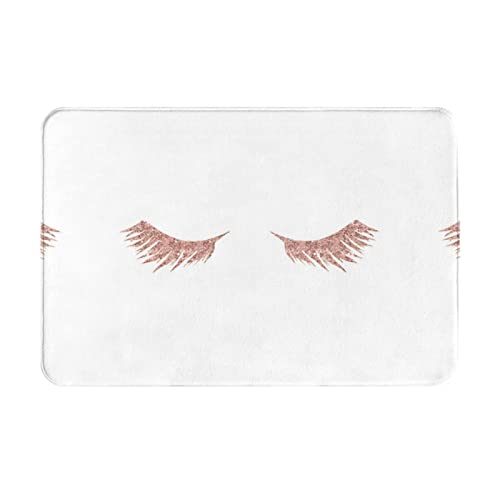 Vucemi Rose Gold Eyelashes Printed Doormat Outdoor Indoor Rugs Durable Door Mats Absorben Rubber Backing Non-Slip Welcome Mat - 16X24In #TOP10