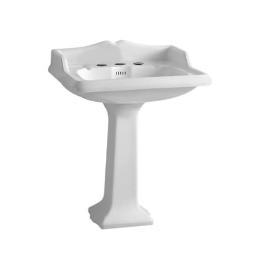 HomeStock Pedestal Sink with Integrated Bowl & Faucet Drilling Bathroom Vanity