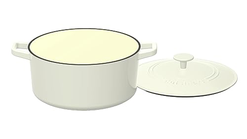 Image of Cuisinart Chef's Classic Enameled Cast Iron Dutch Oven with Lid, Porcelain Enameled Interior, Oven Safe, Induction Compatible, 5-Quart, Round, Cream