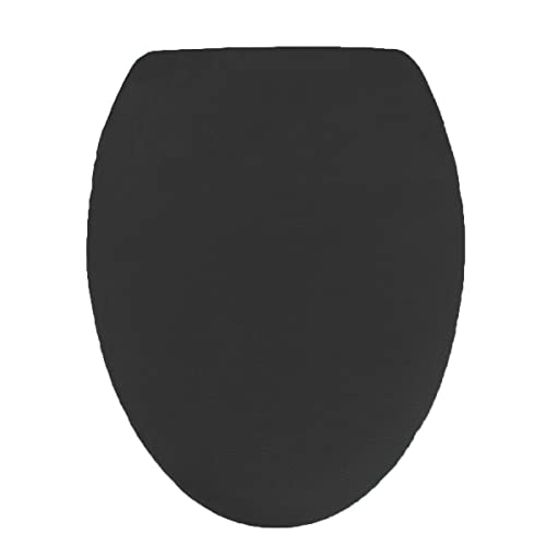 Madeals Velvet Toilet Lid Cover Soft and Absorbent, Comfortable Bathroom Toilet Lid Cover Seat Fits Most Size Toilet Lids for Black - Thumbnail 2