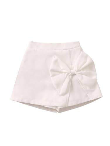 Image of BEAUDRM Girl's Elastic Waist Bow Front Trousers Split Straight Leg Cute Skort