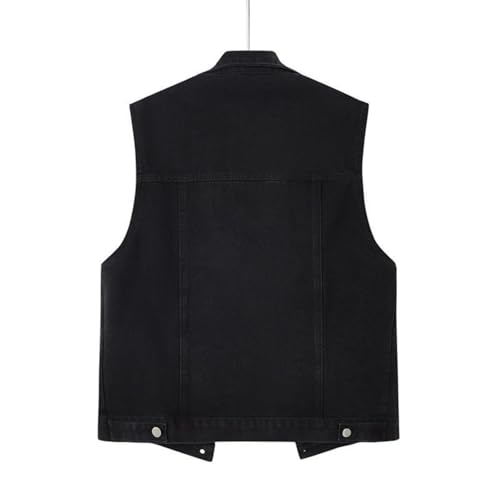 Women Sleeveless Denim Vest Lapel Collar Motorcycle Jacket Vintage Loose Fit2