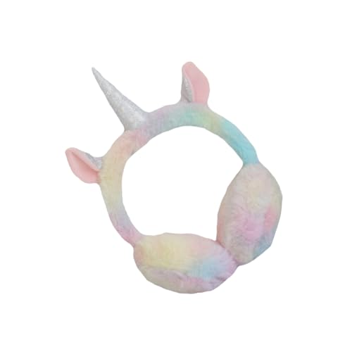 Orejeras de felpa suave de unicornio rosa plegables y protectoras de orejas