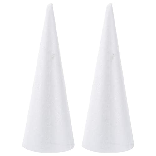 Sewroro 2pcs White Foam Cones Foam Tree Cones for DIY Crafts,Foam Polystyrene Cone Tree for Christmas Tree Table Centerpiece Flower Arrangement Props Foam Balls