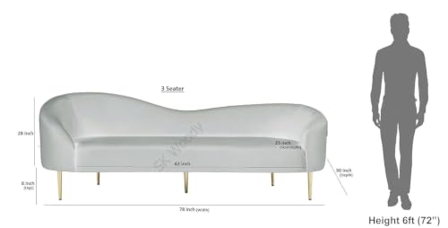 Image of Sixpine Rosewood Luxury Curved Sofa in Premium Velvet-Fabric | Solid Wood Structure | High Density Foam | Sturdy Golden Legs | Comfortable & Stylish Couch for Modern Living Room (Rose Pink, 3 Seater)