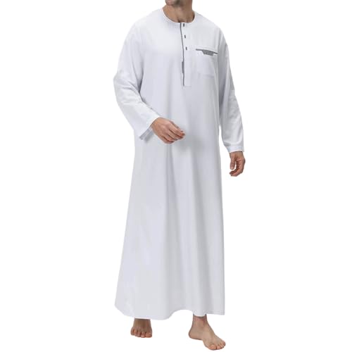 Thobe homme col montant imprimé et costume de prière musulmane