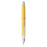 Gotoger Presione la Pluma EstilográFica de Resina, Punta Extra Fina, Convertidor de Pluma de Tinta de 0,4 mm para Escribir Regalo, Amarillo (Clip Plateado)