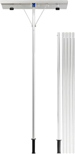 FANTASK Dachschneepflug mit Rädern, 160-610 cm Verstellbarer Dachschneepflug, Aluminium-Dachschaber mit rutschfestem Griff