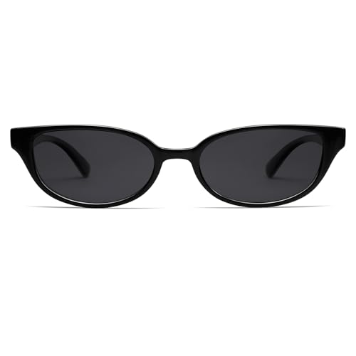 Image of VANLINKER Retro Semi Oval Polarized Sunglasses for Women Men Trendy Small 90s Style Vintage Narrow Rectangle Frame VL9833
