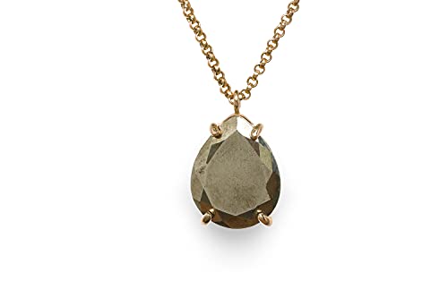 Collier de pyrite en poire pendentif larme bijoux artisanaux faits main