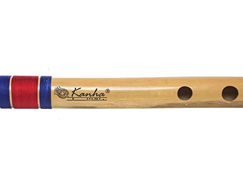 Image of Kanha Flutes C Scale Natural Medium Assam Bamboo Flute Musical Instrument Size 19 Inch Bansuri Right Handed With Cover