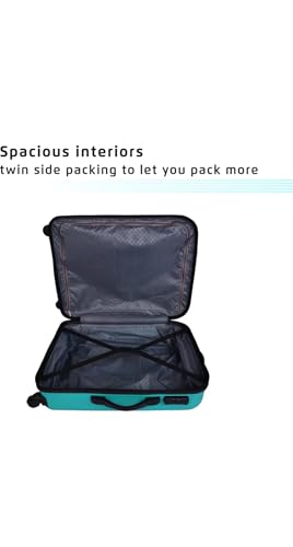 Image of Polypropylene Hard Shell 4 Wheels 360 Degree Safari Trolley Bag for Travel Small+Medium+Large (Teal Green, Set of 3), 70 cm