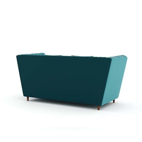 Image of Amazon Brand - Solimo Corell Tufted Velvet Fabric 2 Seater Sofa for Living Room Furniture (Teal)|3 Year Warranty