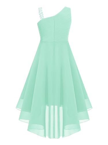 Hularka Kids Girls Sparkly Sequins Birthday Party Dress Sleeveless Ruched Flower Girl High-Low Dresses for Wedding4